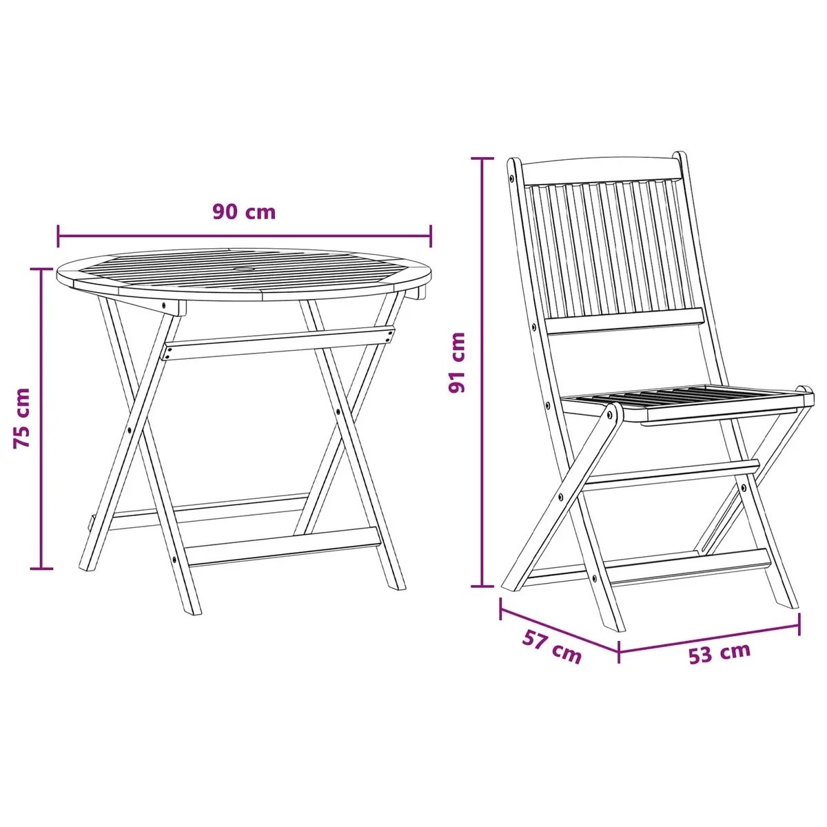 Outdoor Furniture Set 5pc Solid Eucalyptus Wood Foldable Patio Garden Dining