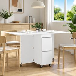 Dining Table 140x80x77cm Extendable Kitchen Furniture White Engineered Wood