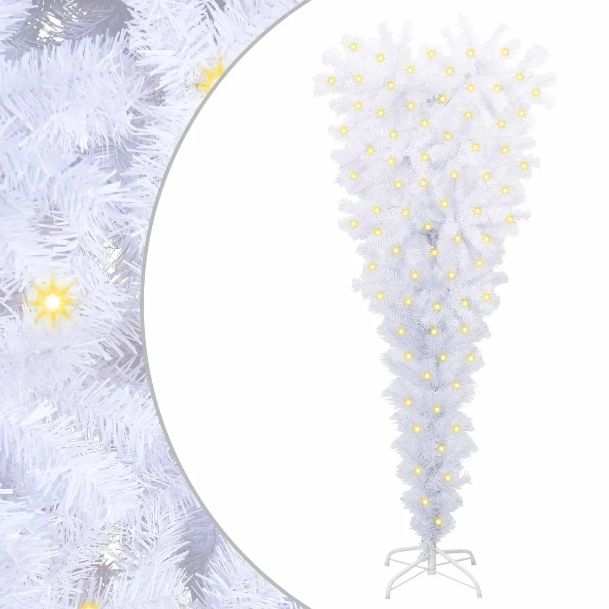 White Artificial Christmas Tree 120cm PVC Steel Stand LED Lights Holiday Decor