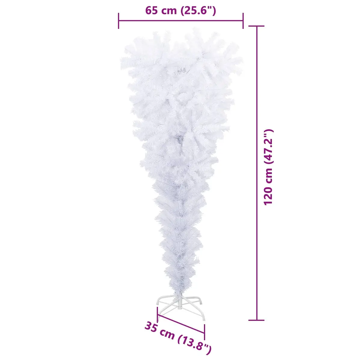 White Artificial Christmas Tree 120cm PVC Steel Stand LED Lights Holiday Decor