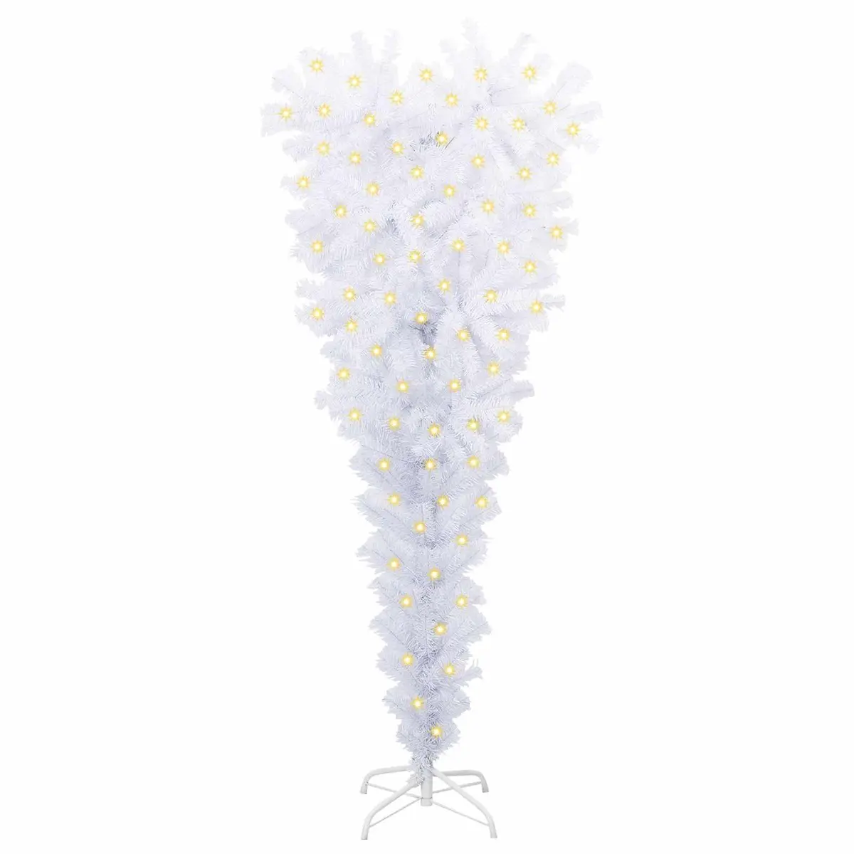 White Artificial Christmas Tree 120cm PVC Steel Stand LED Lights Holiday Decor