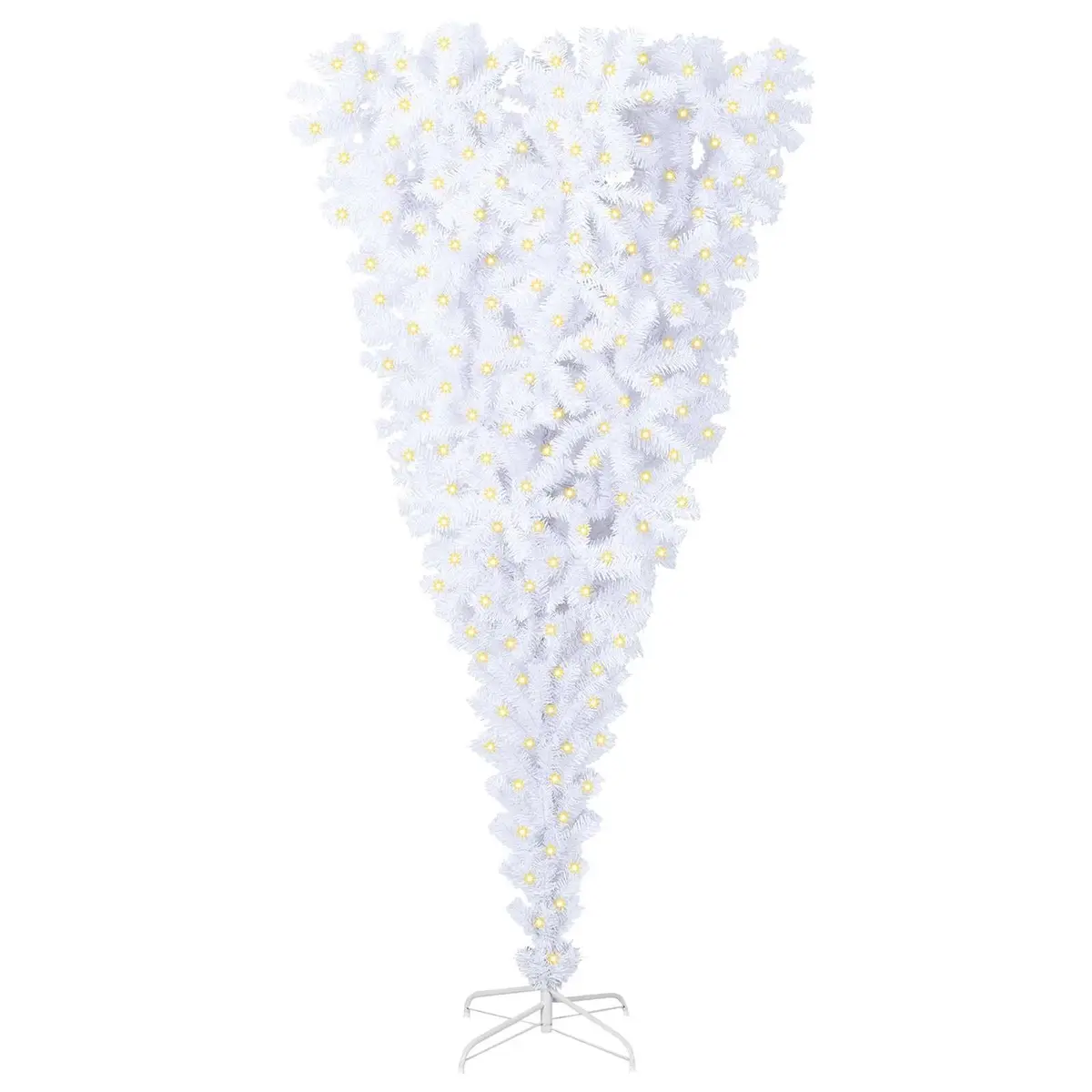 Artificial Christmas Tree White 210cm PVC Steel Stand with LED Lights for Indoor and Outdoor Use