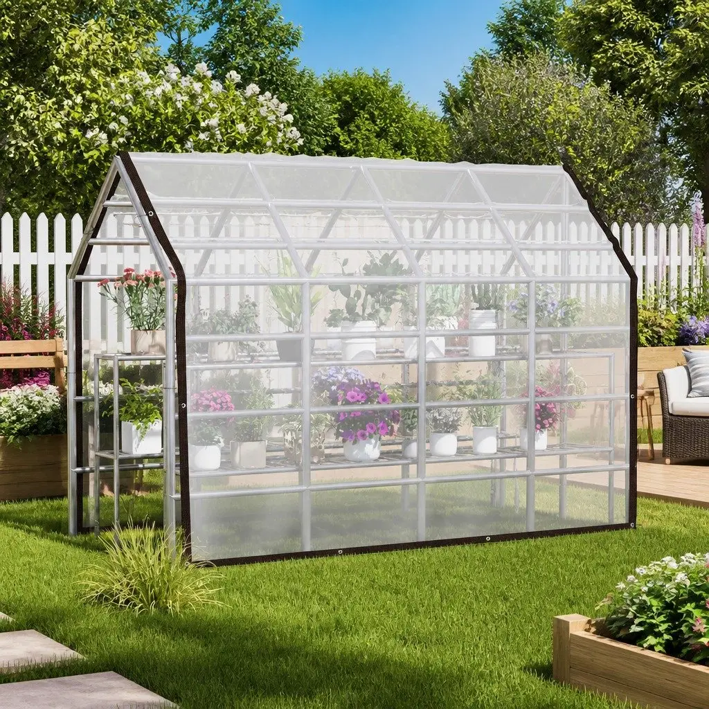 Transparent Tarpaulin 3 x 4 m Water-resistant Rectangular Garden Outdoor Protective Cover