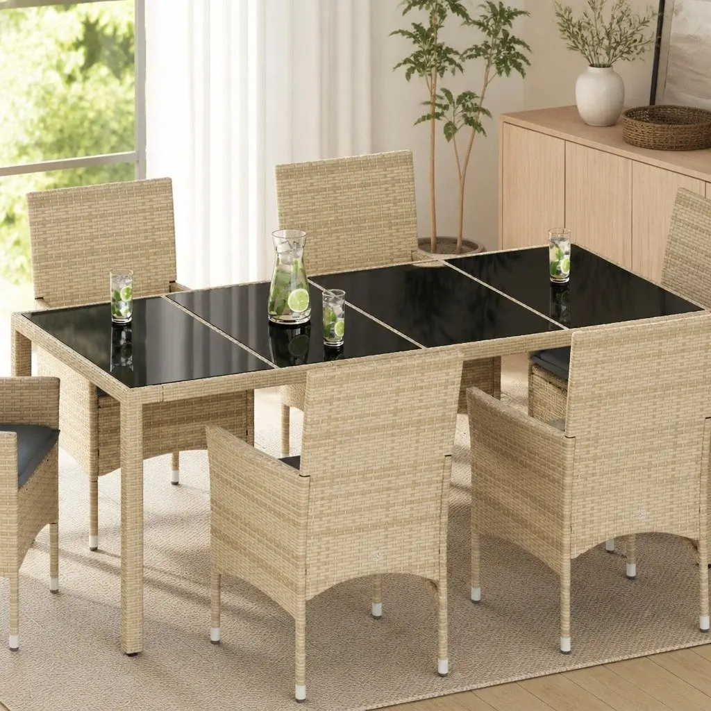Glass Table Top 100x50cm Black Outdoor Indoor Furniture Minimalist Modern Dining