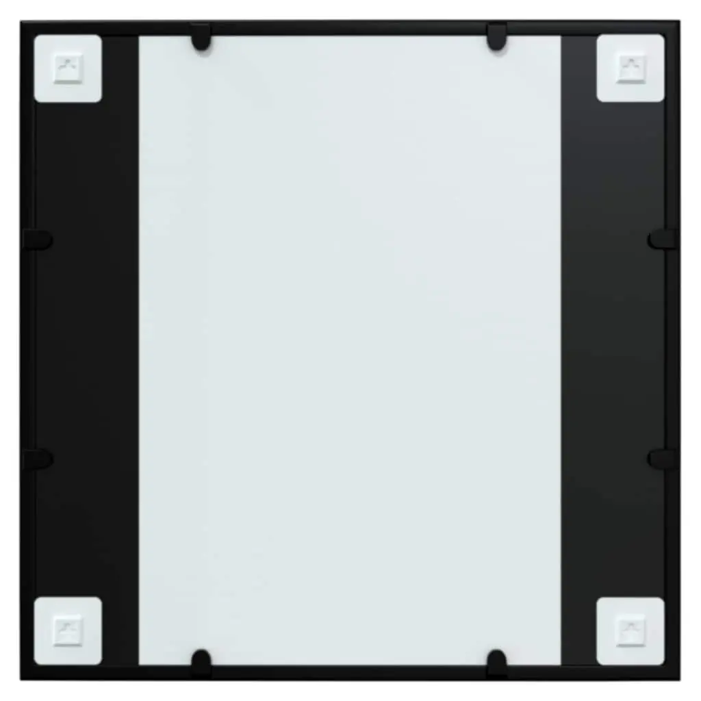Wall Mirror Black 60x60cm Metal Frame Hook Mount