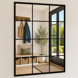 Black Wall Mirror, 80x60 cm Metal Frame