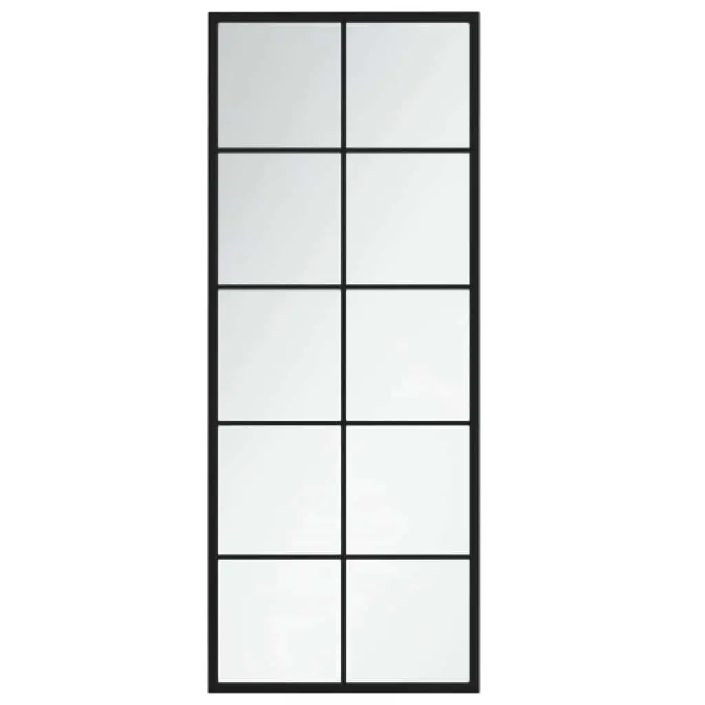Wall Mirror Black 100x40 cm Metal Frame Horizontal Vertical Mounted