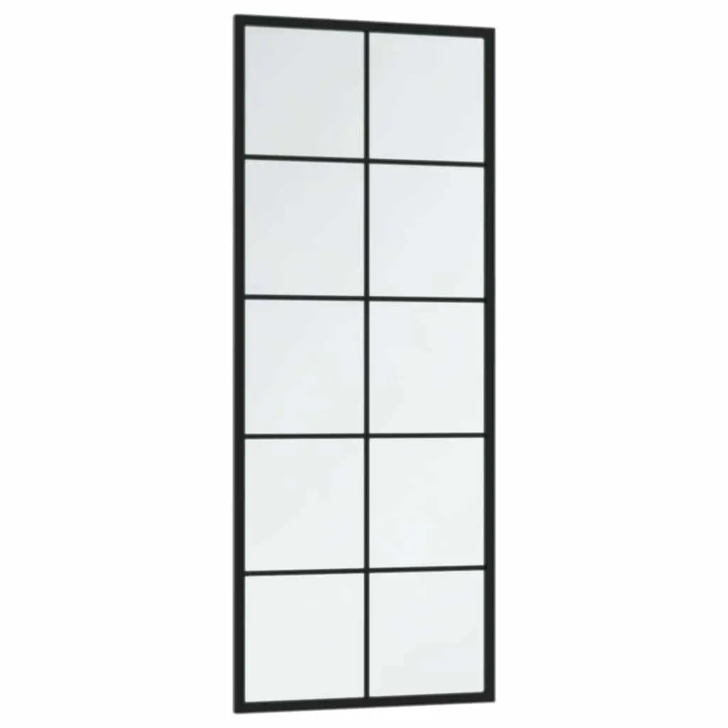 Wall Mirror Black 100x40 cm Metal Frame Horizontal Vertical Mounted