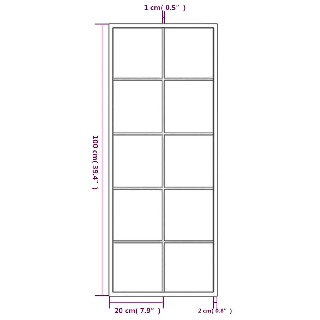 Wall Mirror Black 100x40 cm Metal Frame Horizontal Vertical Mounted