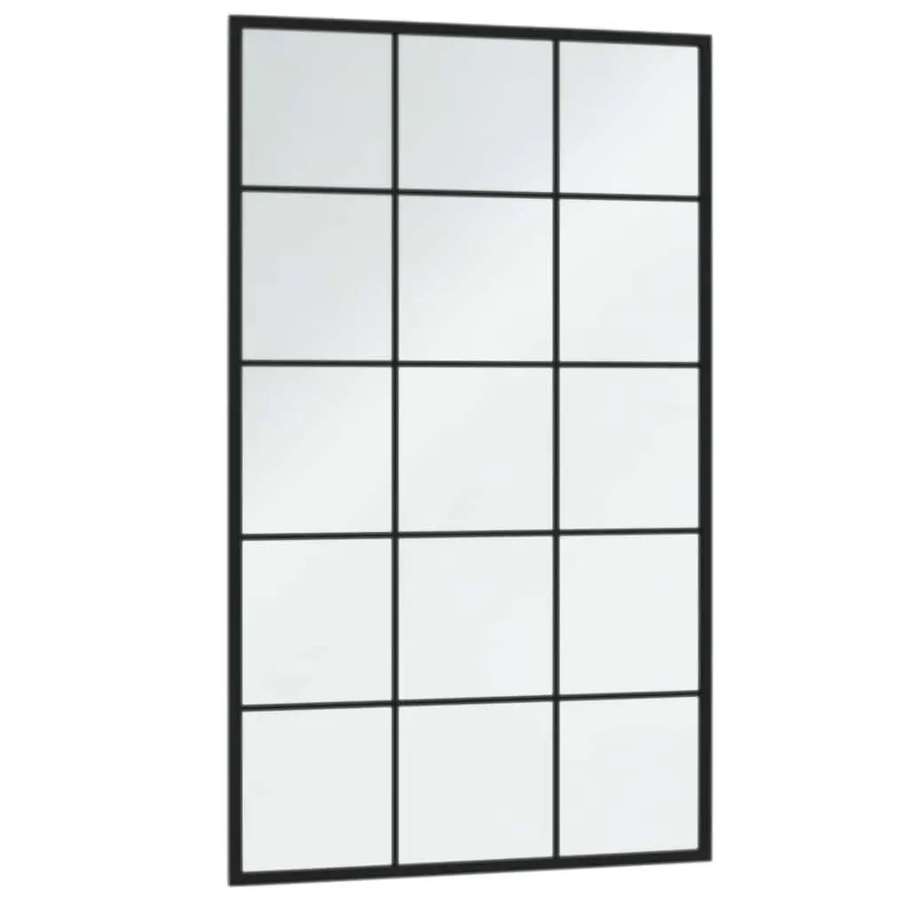 Wall Mirror Black 100x60 cm Metal Frame Flexible Mounting Home Decor