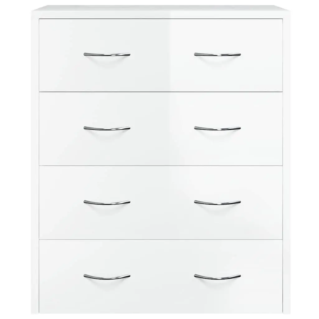 Sideboard Cabinet 4 Drawers Storage Furniture High Gloss White 60x30.5x71cm