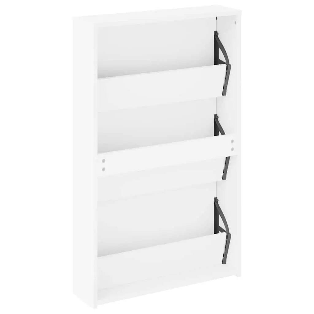 Shoe Cabinet White 3 Layer Storage Modern with Mirror for Hallway Entrance