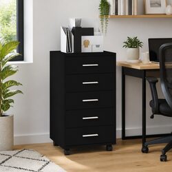 Efficient Black Drawer Cabinet with Mobility Features