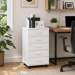 High Gloss White Drawer Cabinet with Wheels for Mobility