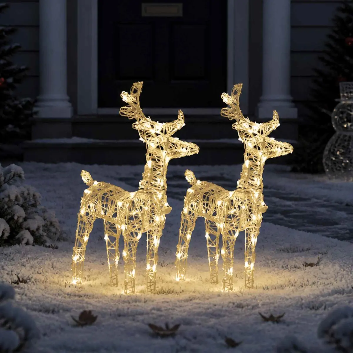 Christmas Reindeer LED Lights Warm White 2 Piece Outdoor Yard Decoration