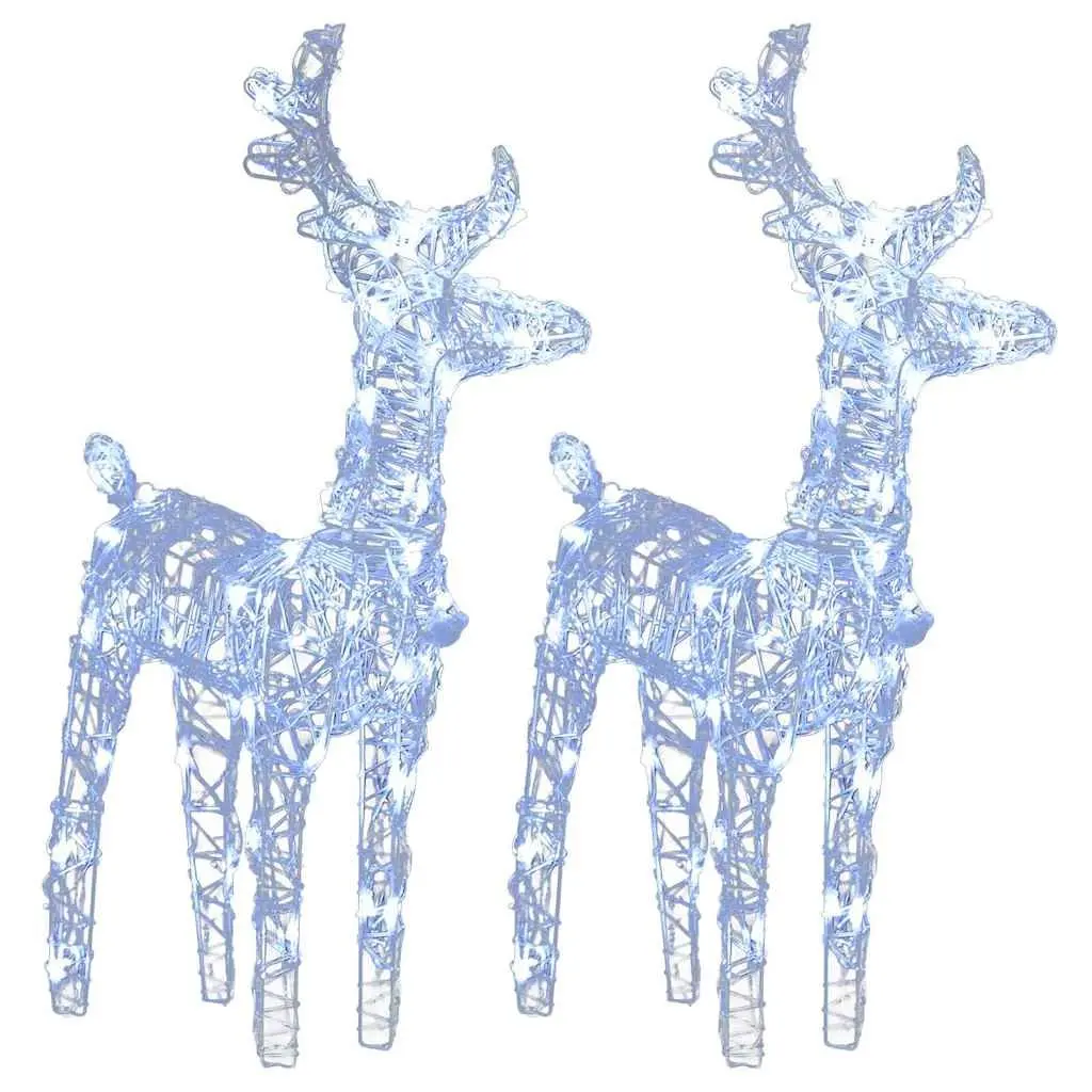 Christmas Reindeer Outdoor Decoration Cold White 2 Piece Acrylic 80 LED Lights