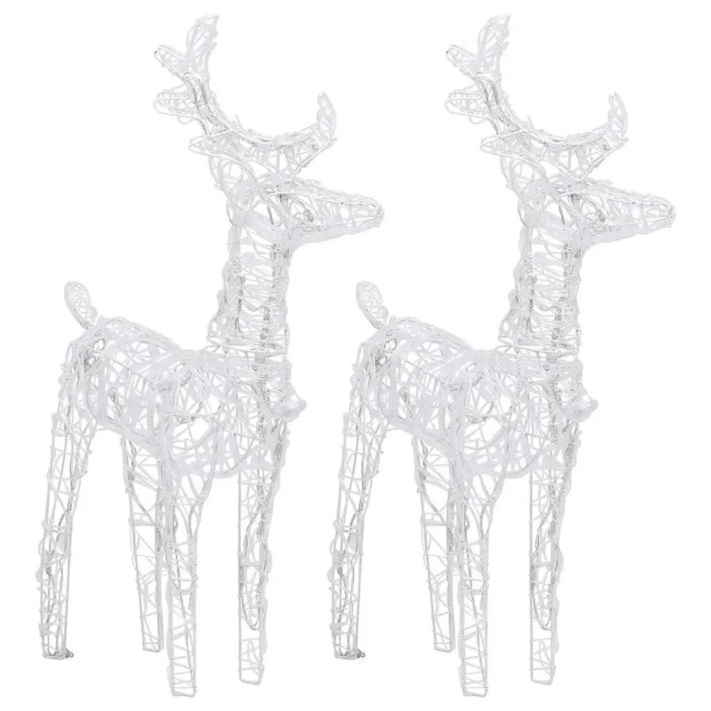 Christmas Reindeer Outdoor Decoration Cold White 2 Piece Acrylic 80 LED Lights