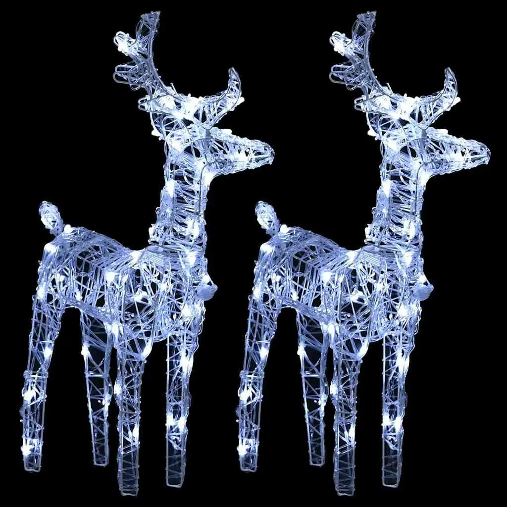 Christmas Reindeer Outdoor Decoration Cold White 2 Piece Acrylic 80 LED Lights