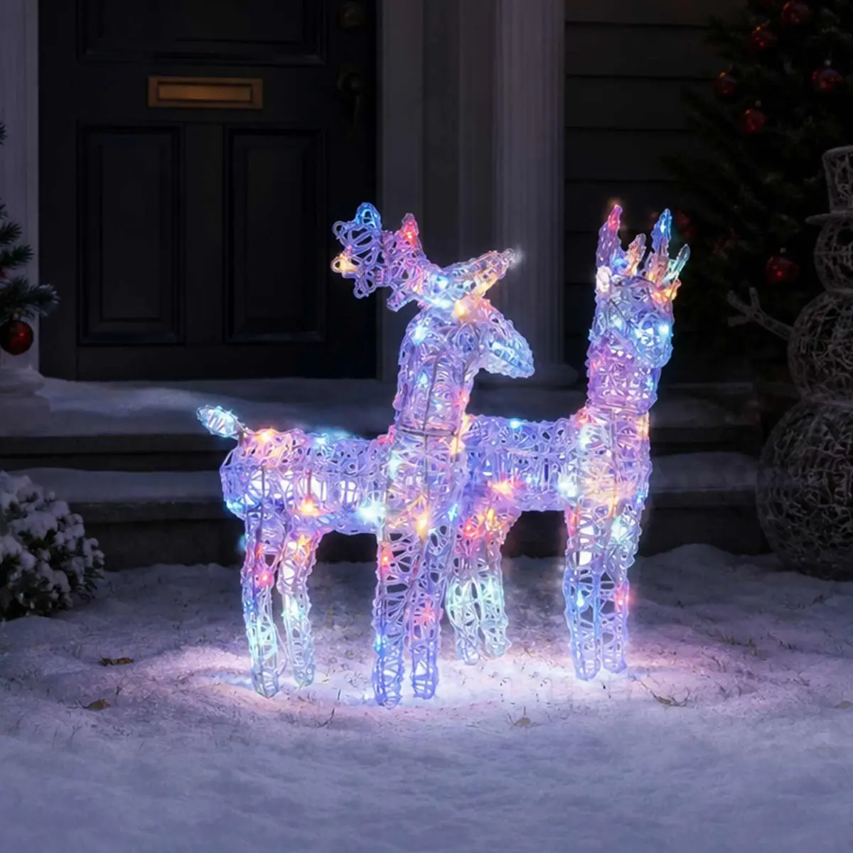 Christmas Reindeer Outdoor Yard Decoration Multicolour 2 Piece 80 LEDs Acrylic Lights Display
