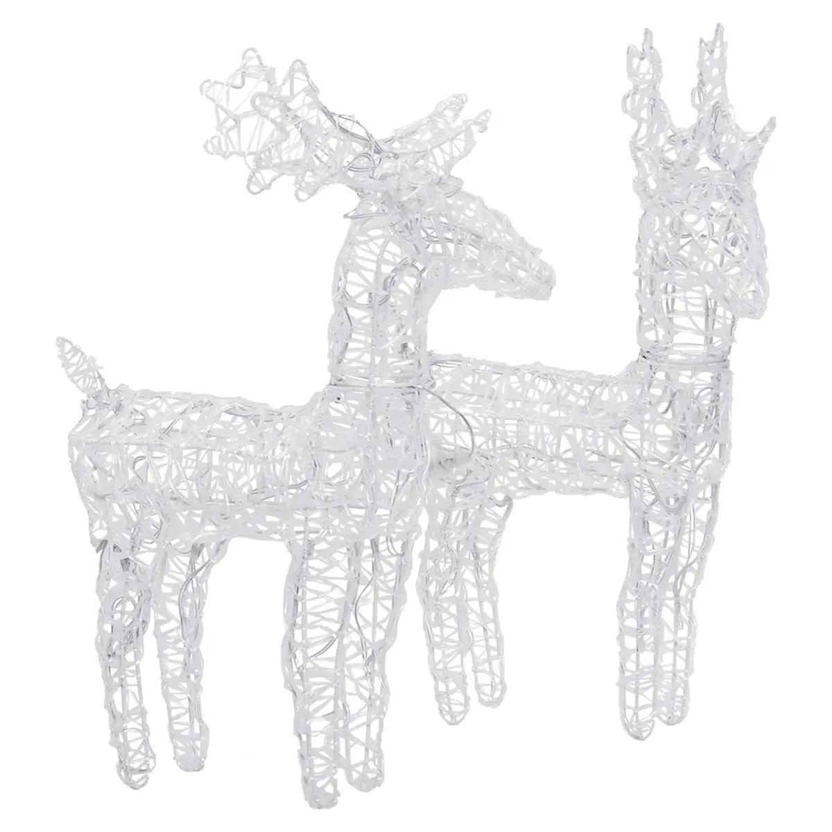 Christmas Reindeer Outdoor Yard Decoration Multicolour 2 Piece 80 LEDs Acrylic Lights Display