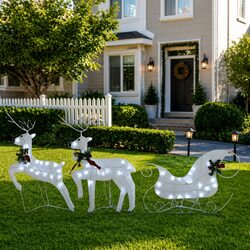 Outdoor Christmas Sleigh Decoration with 60 LED Lights