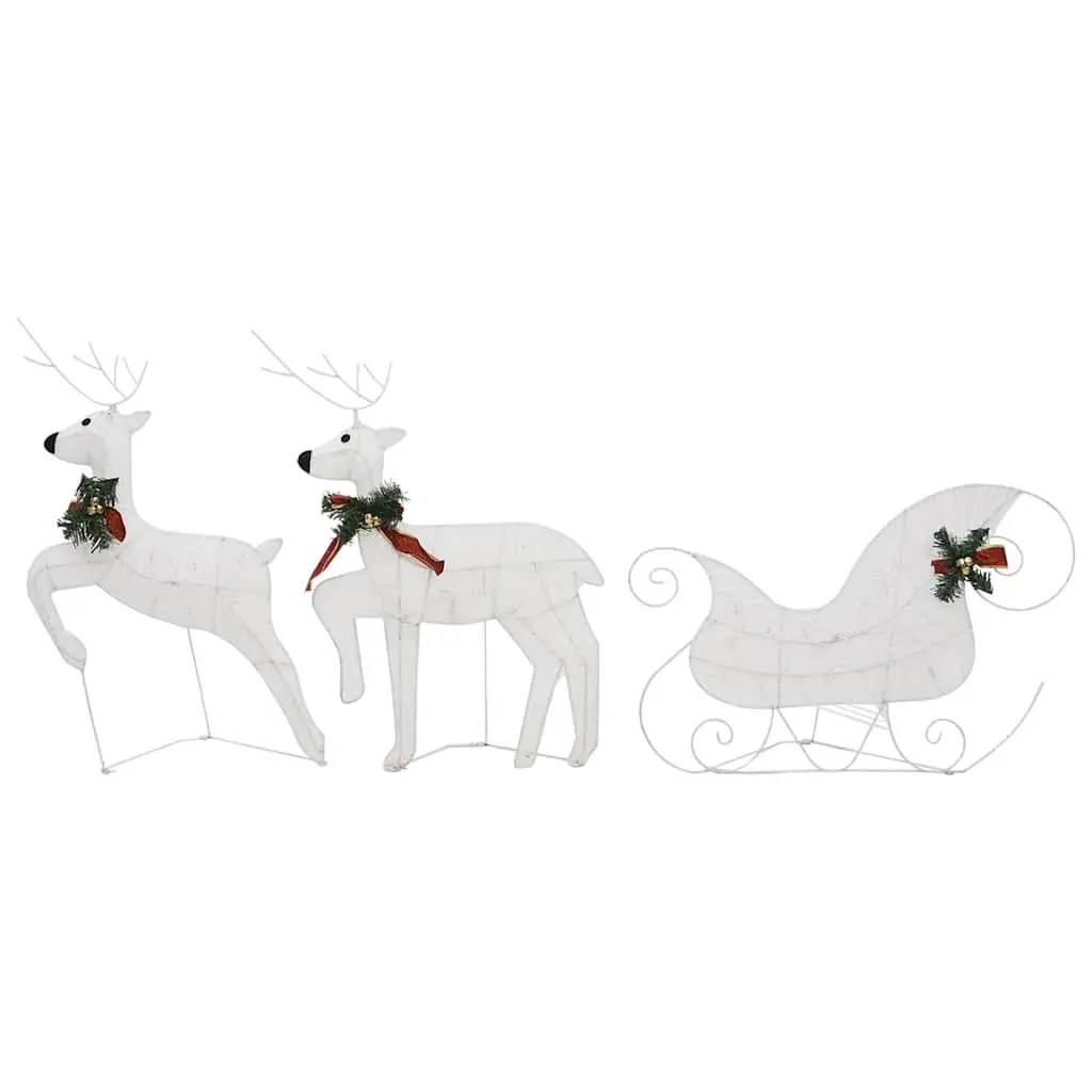 Outdoor Decoration White 60 LED Lights Reindeer Sleigh Garden Display