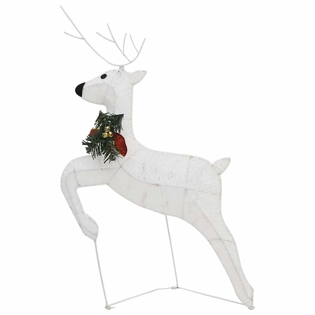 Outdoor Decoration White 60 LED Lights Reindeer Sleigh Garden Display