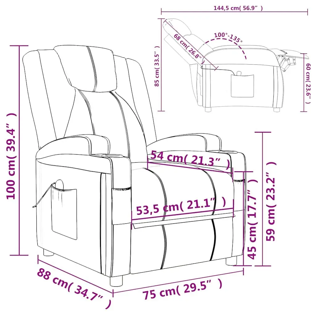 Electric Massage Chair Black Reclining 6 Points Vibration Hand Control