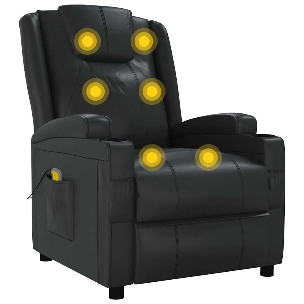 Electric Massage Chair Black Reclining 6 Points Vibration Hand Control