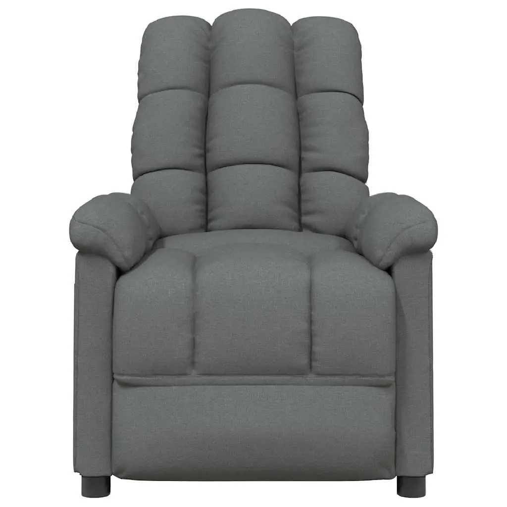 Electric Massage Chair Fabric Grey 6 Point Vibration Manual Reclining 3 Positions