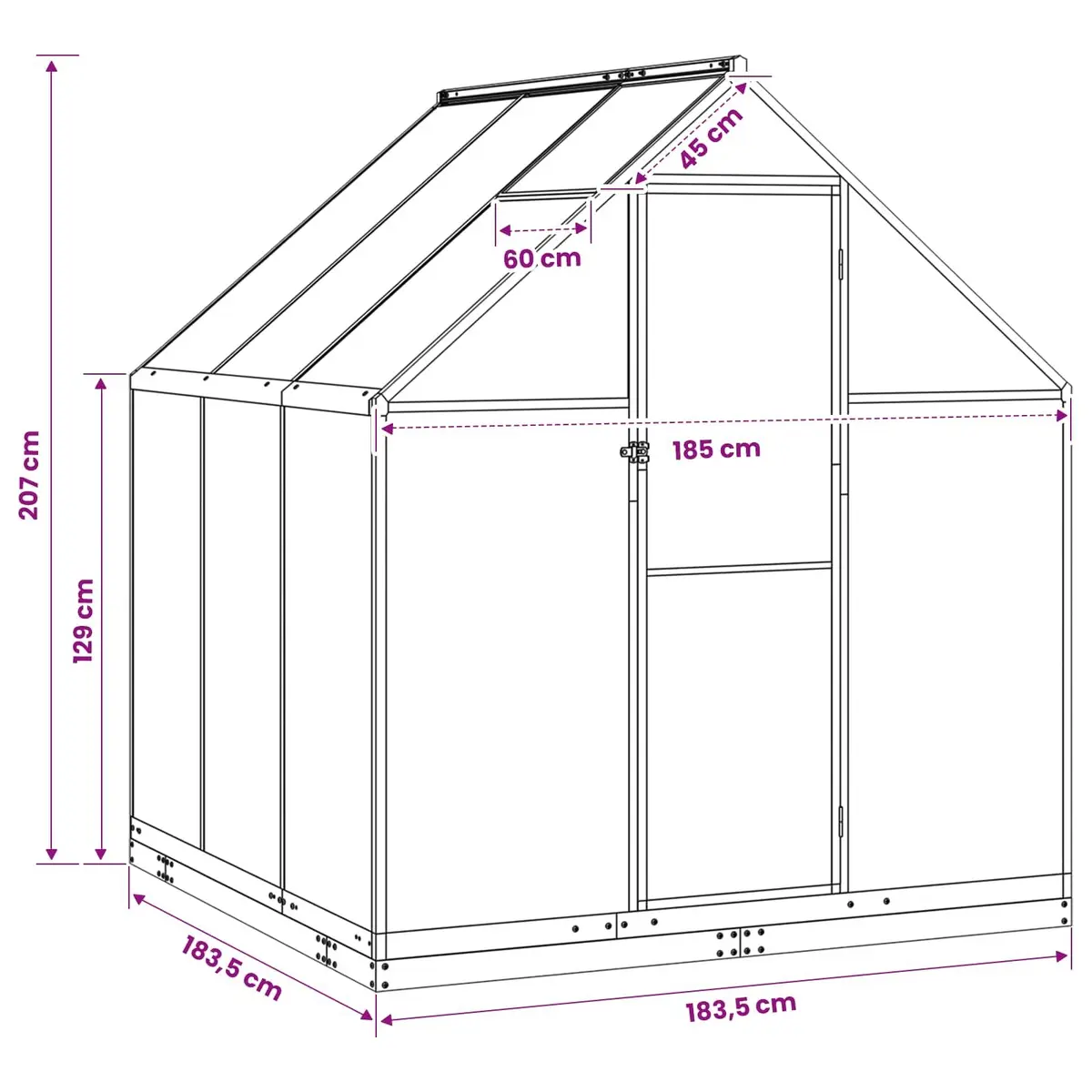 Garden Greenhouse Anthracite 183.5cm Tunnel Frame Adjustable Height