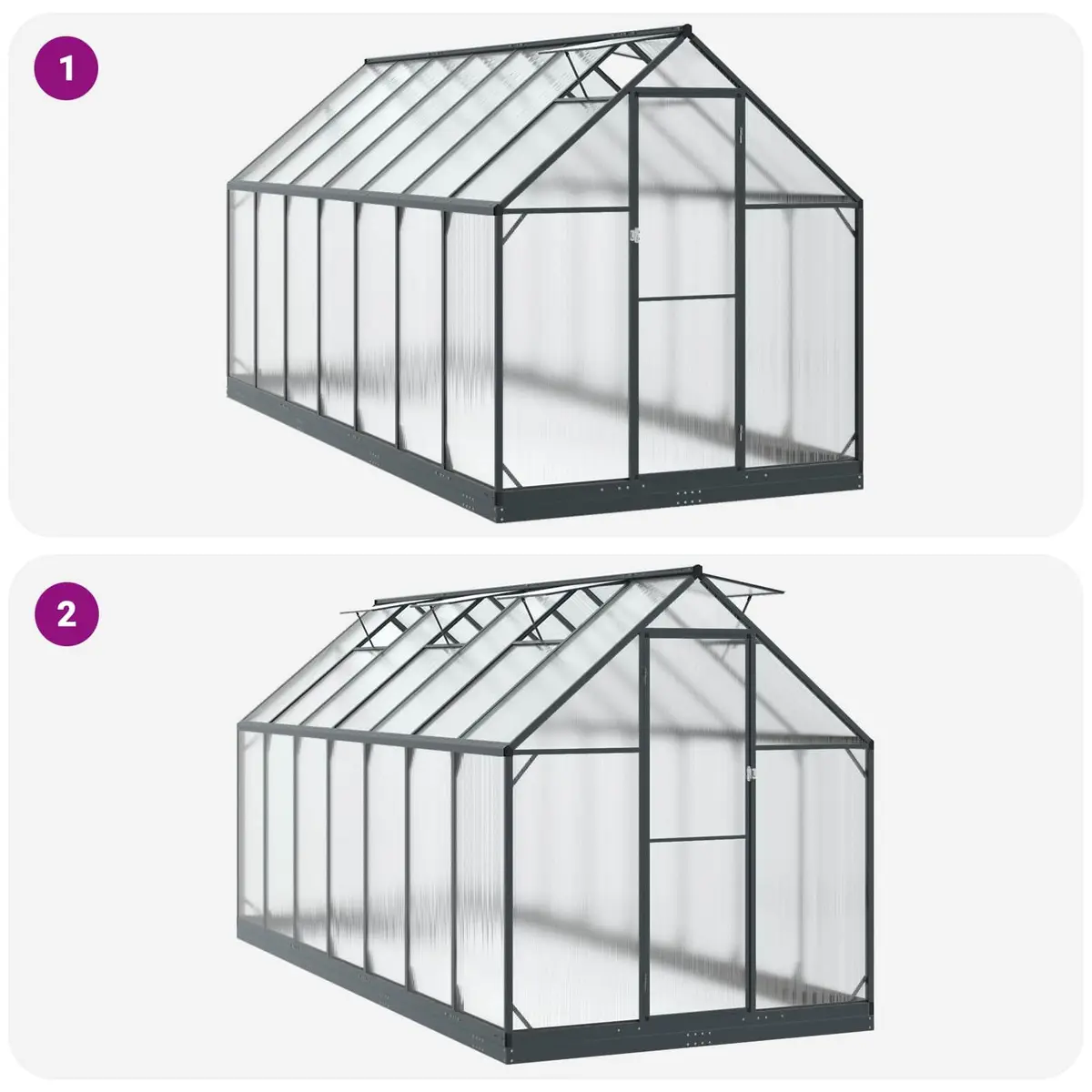 Garden Greenhouse Anthracite Adjustable Height Weather-Resistant