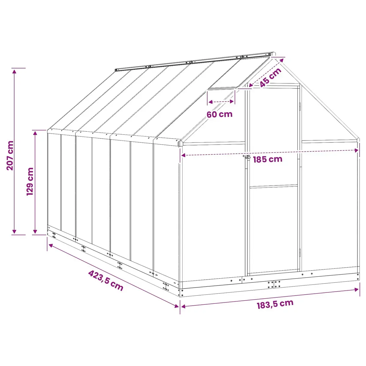 Garden Greenhouse Anthracite Adjustable Height Weather-Resistant