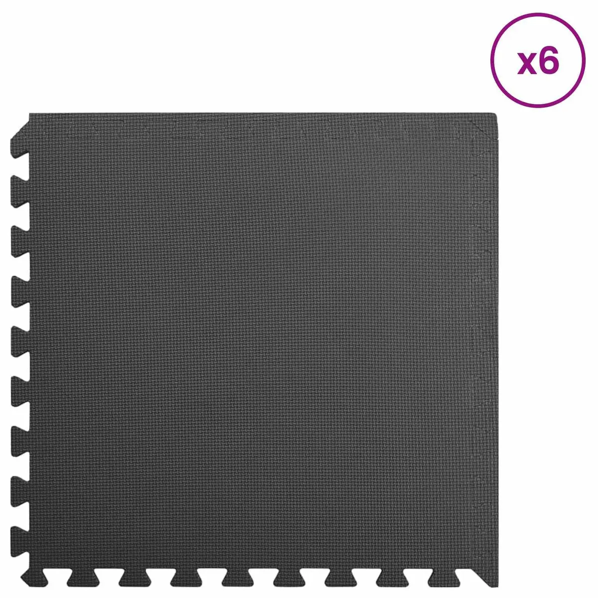 Pool Ground Mat Black 6 Piece EVA Foam Modular Interlocking Tiles Non-Slip Water-Resistant Quick-Drying