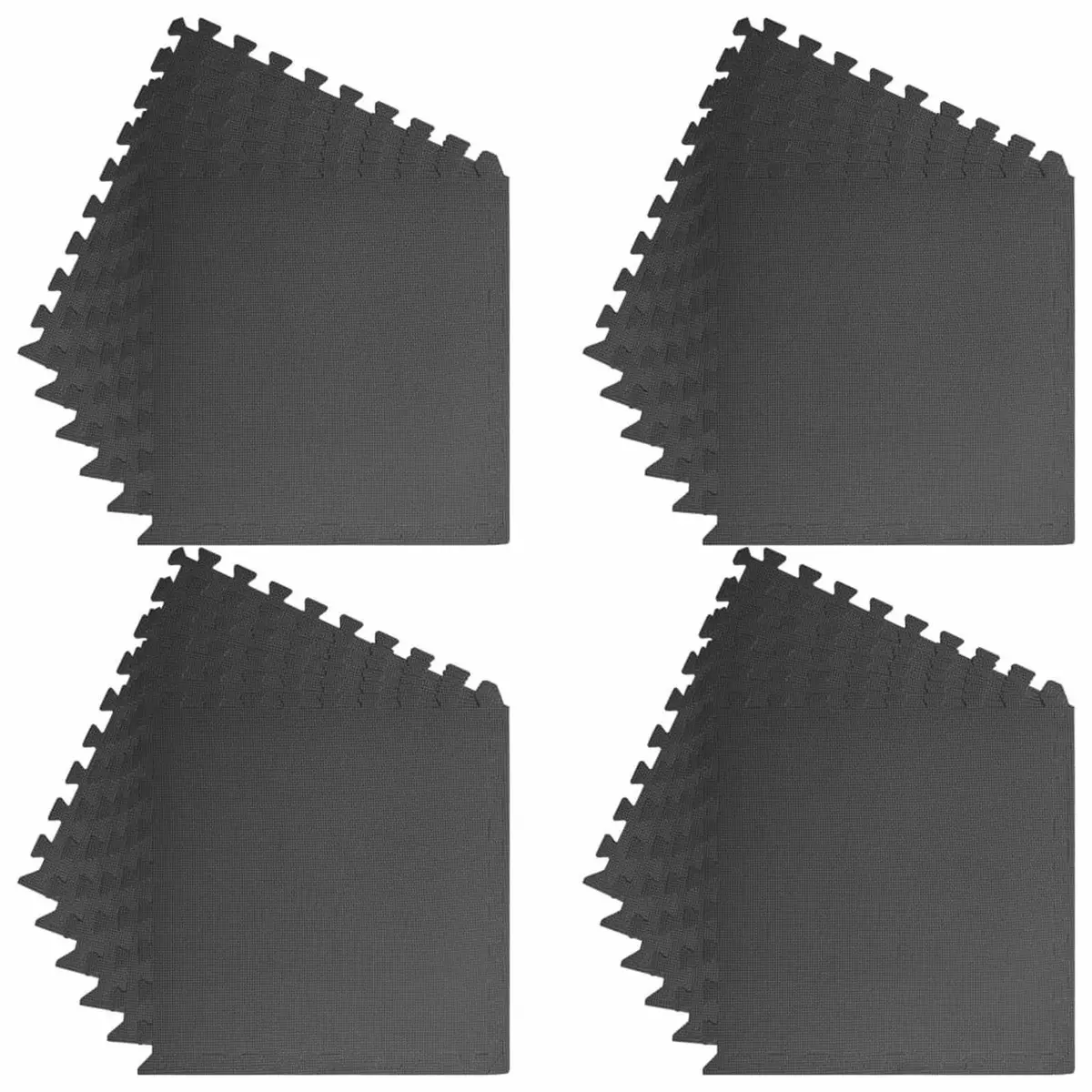 Pool Ground Mat Black 24 Piece Modular Tiles EVA Foam Interlocking Non-Slip Surface