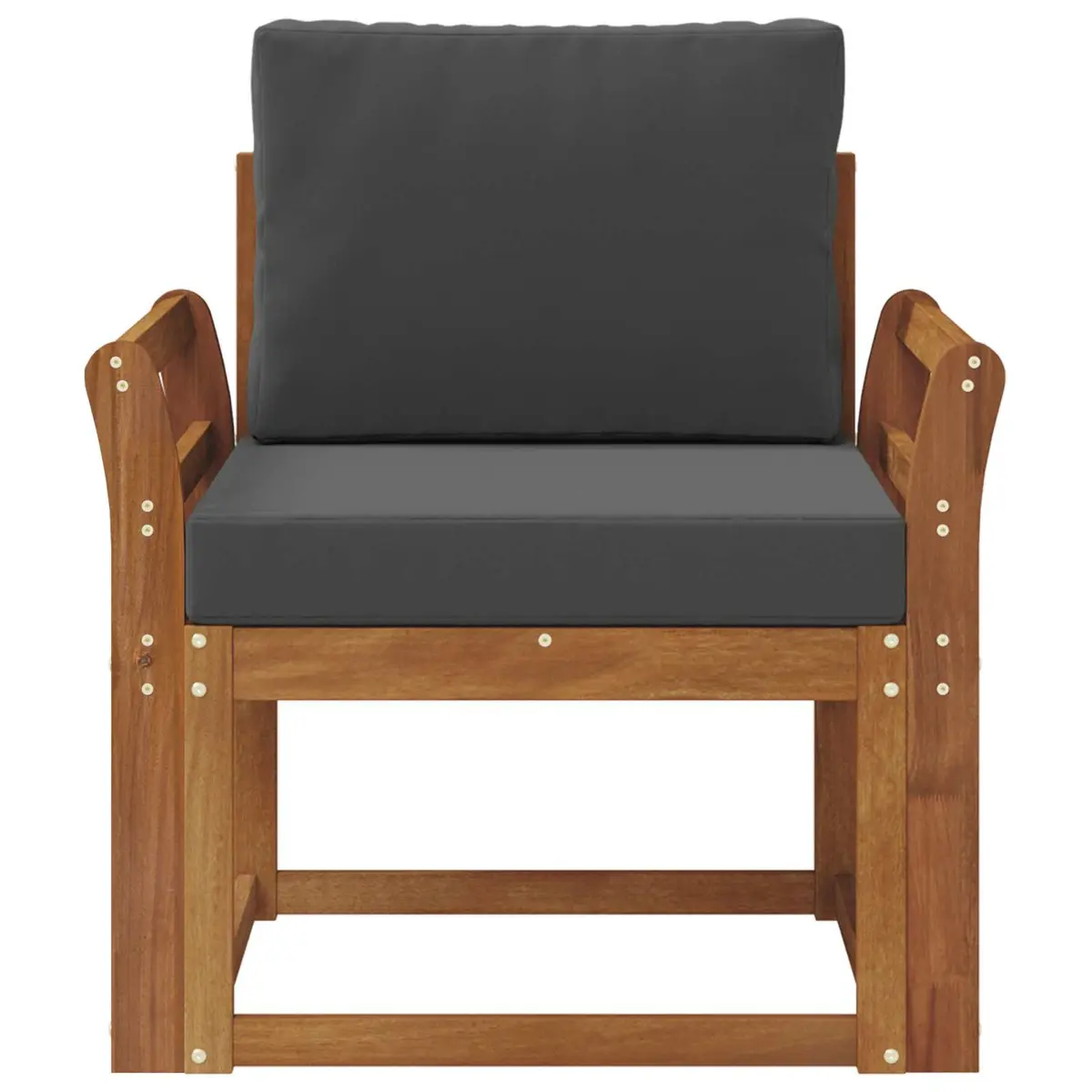 Outdoor Sectional Sofa Solid Acacia Wood Polyester Brown Garden Furniture Set