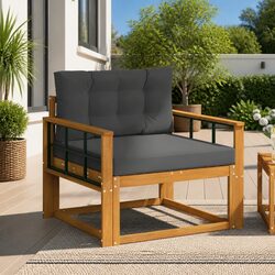 Concise Middle Sofa Section in Natural Brown Acacia Wood