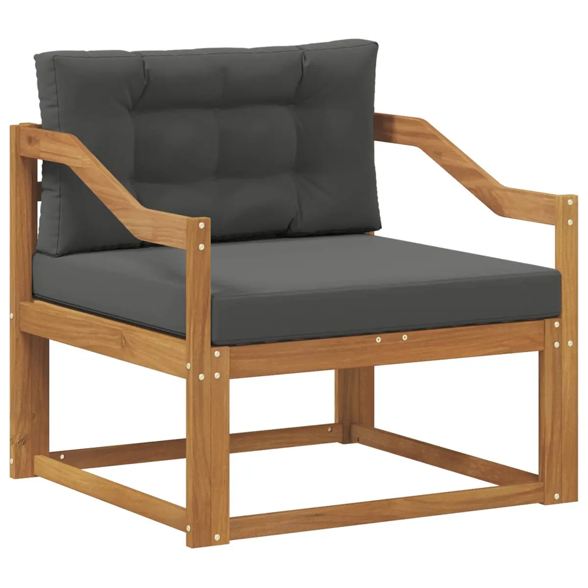 Outdoor Middle Sofa Section Solid Acacia Wood Slat Back Patio Lounge Furniture
