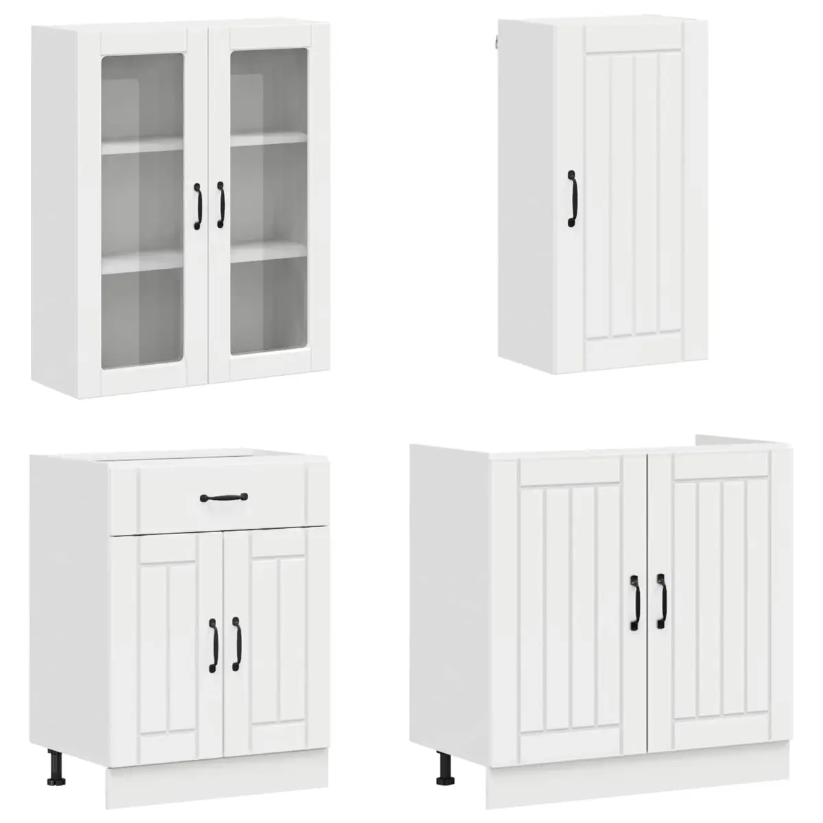 8PieceStorageCabinetHighGlossWhiteEngineeredWoodModernKitchenUnitSpaciousBottomCabinets