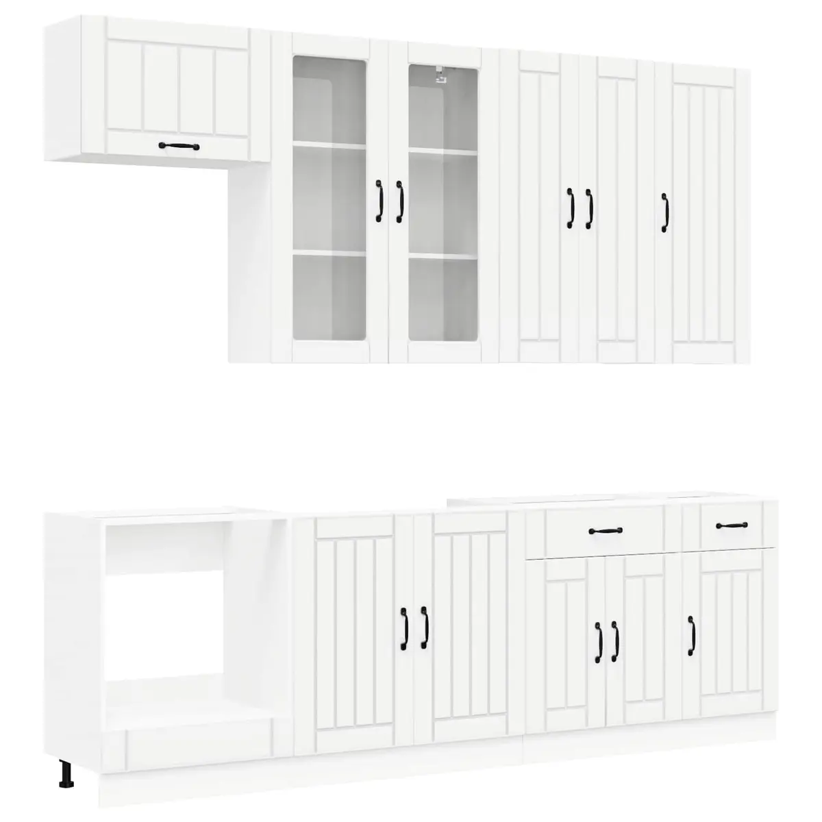 Kitchen Unit 8 pcs White Storage Cabinet Engineered Wood Modern Design