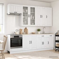 Compact 8 Piece Kitchen Cabinet Set in High Gloss White