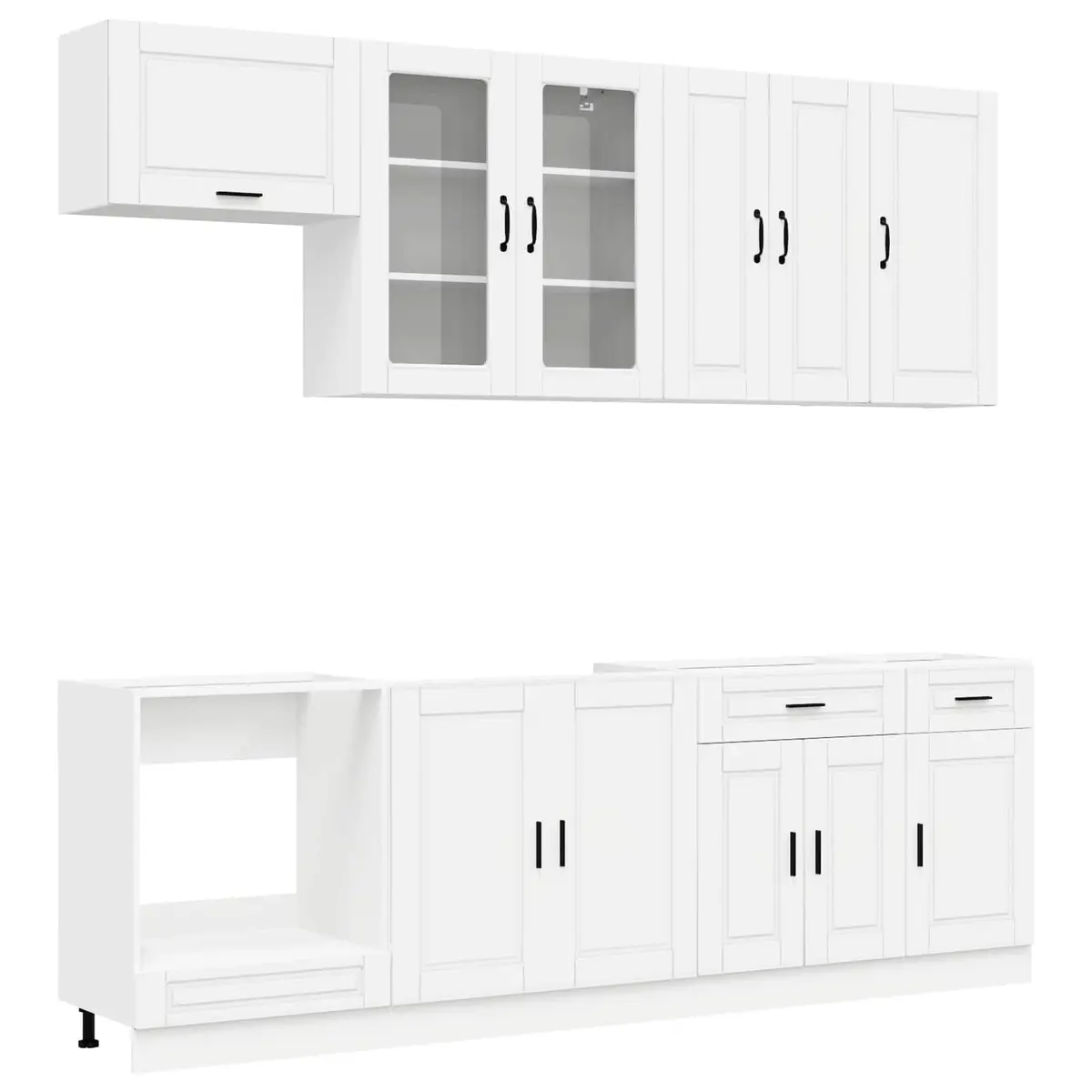 Kitchen Unit White 8 Piece Engineered Wood Storage Organiser Modern