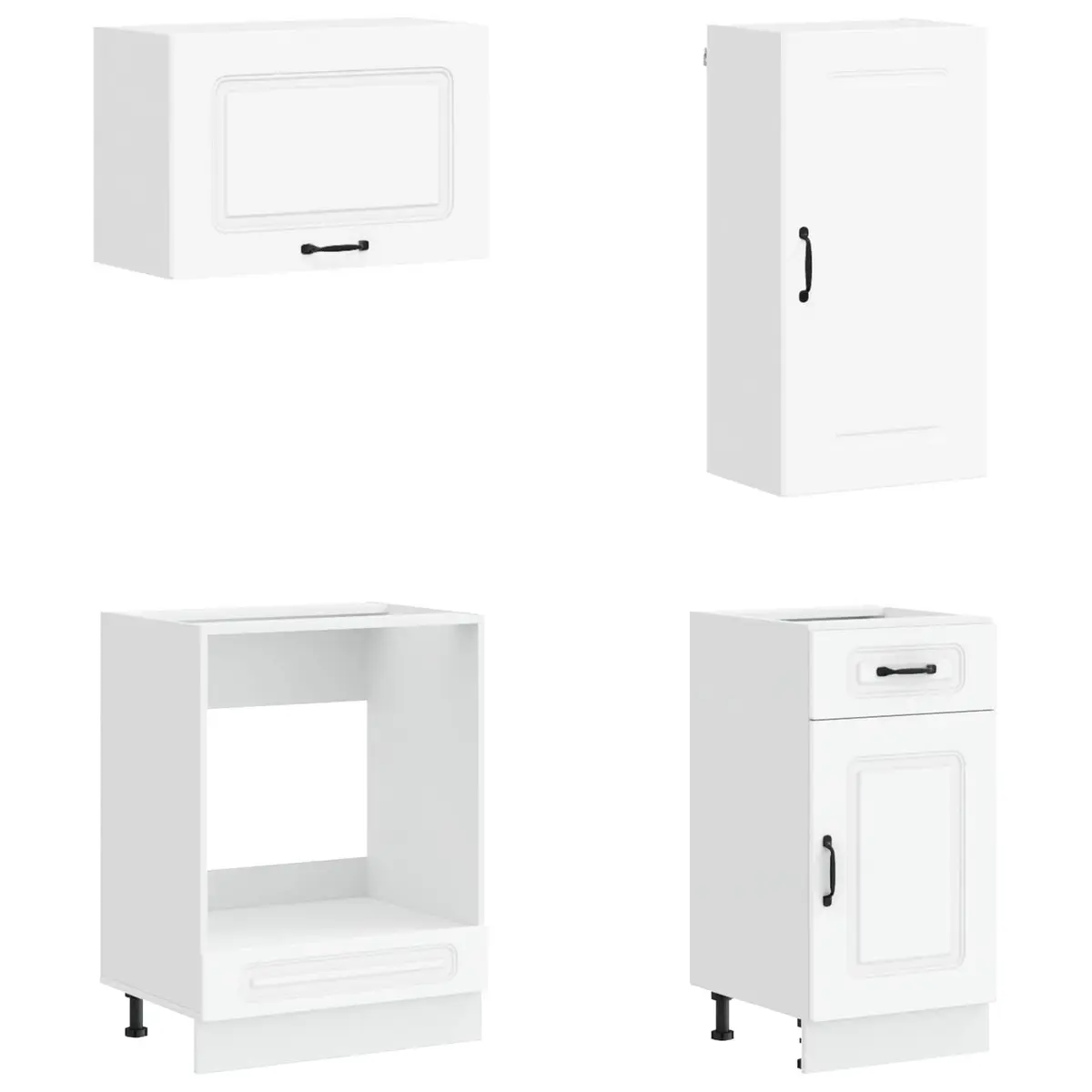Kitchen Unit KALMAR 8pcs White Engineered Wood Storage Cabinet Modern Design
