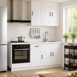Kitchen Unit 5 Pieces White Engineered Wood Storage Cabinets Adjustable Shelves