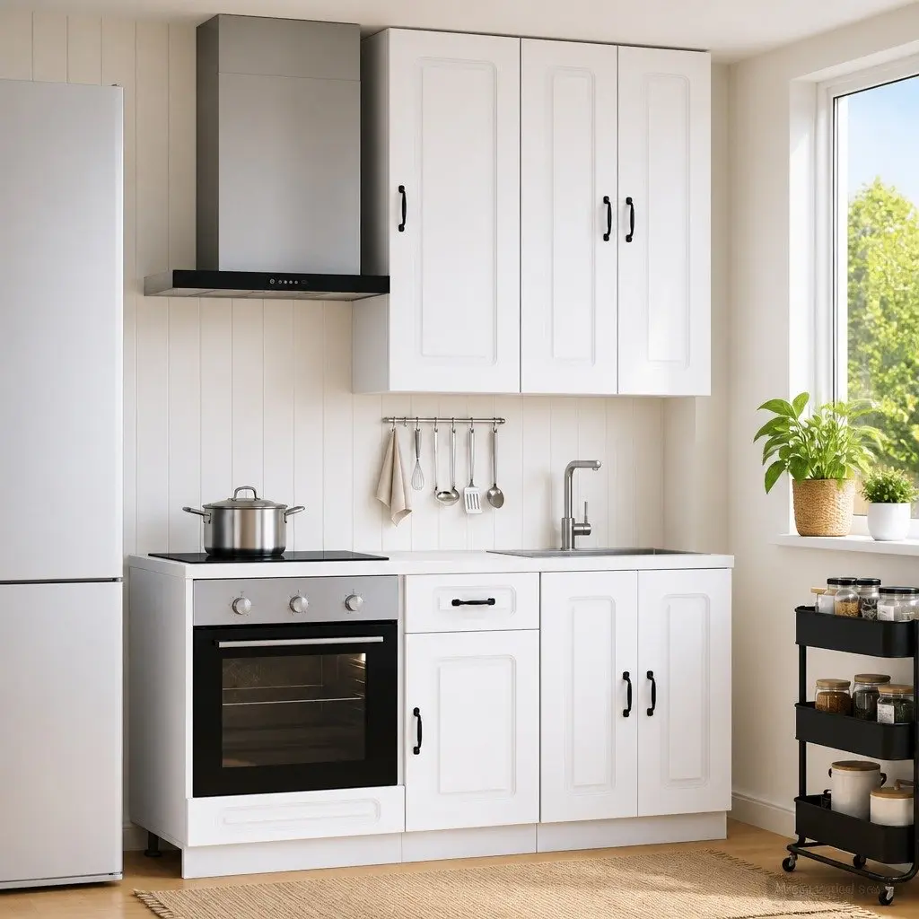 Kitchen Cabinet Unit White 5 Piece Engineered Wood Storage Organiser Adjustable Shelves