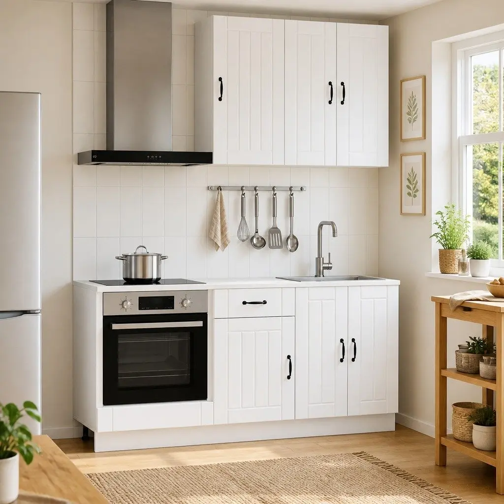 Kitchen Unit White 5 Piece Engineered Wood Storage Cabinet Furniture