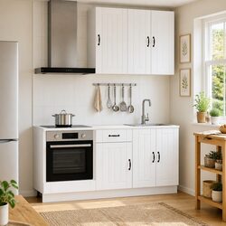 Kitchen Unit LUCCA 5 Piece White Engineered Wood Storage Cabinet Furniture