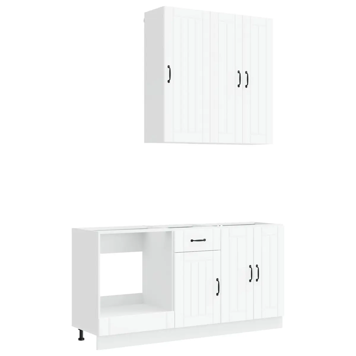 Kitchen Cabinet Set White 5 Piece Engineered Wood Modern Storage Unit