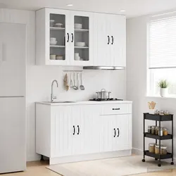 Compact 4 Piece Kitchen Unit for Storage in High Gloss White