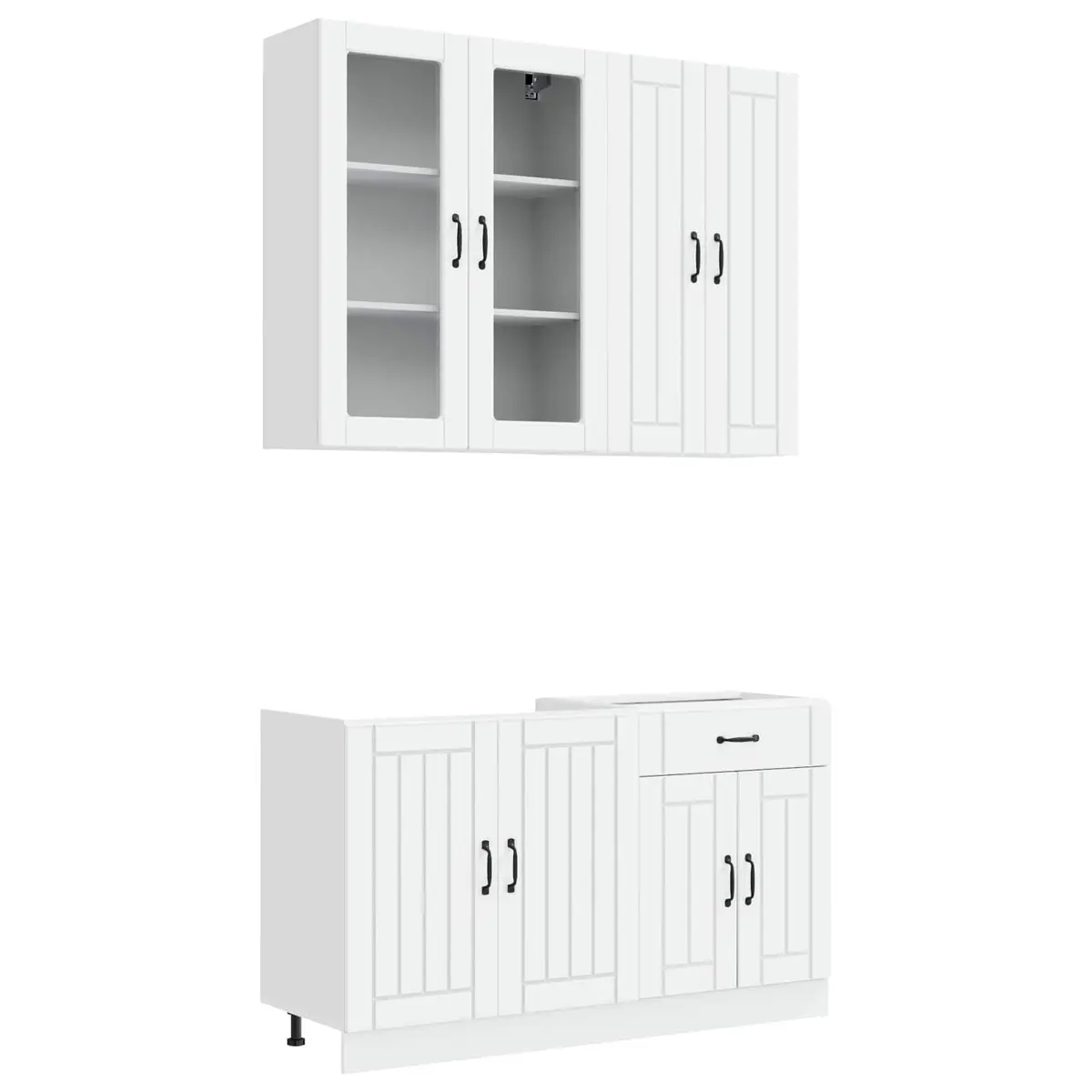 Kitchen Cabinet White 4 Piece Engineered Wood Storage Organiser with Adjustable Feet and Wall Safety Attachment